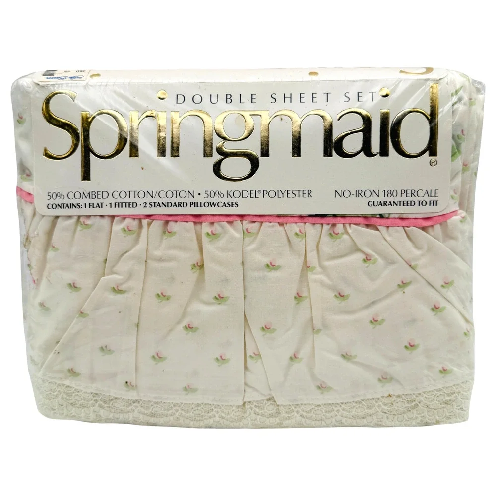 NEW Springmaid Only A Rose 4 pc Full Double Sheet Set Floral Lace Ruffle Sealed